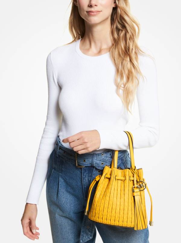 Damske Prenosná Taška Michael Kors Willa Extra-Small Pleated Logo Žlté - Kabelky Michael Kors Outlet | SCLQB-5349